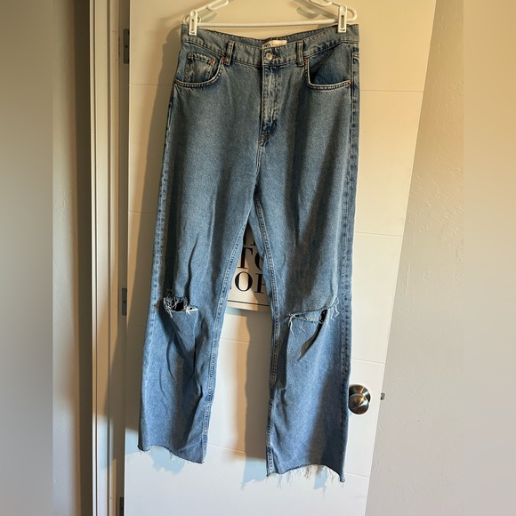 Zara 90’s full length jeans with rips size 12 - Picture 2 of 4